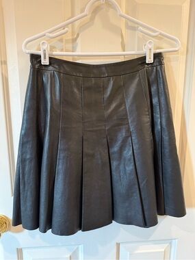Halogen Leather Pleated Skirt